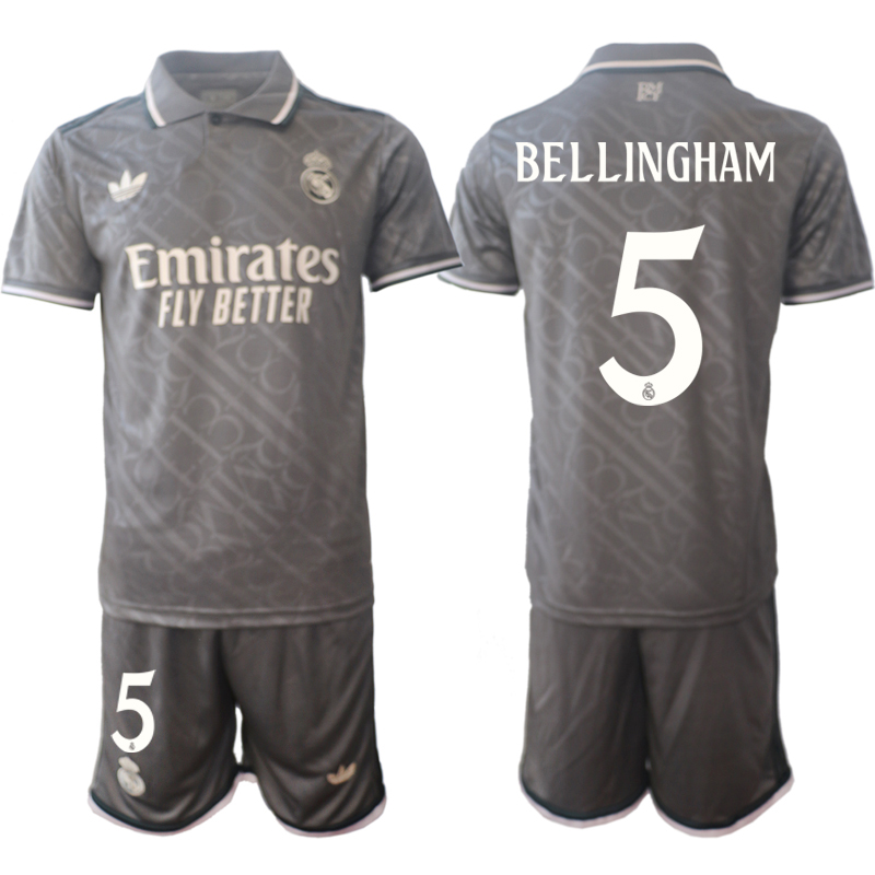 Men 2024-2025 Club Real Madrid away Grey #5 Soccer Jersey->real madrid jersey->Soccer Club Jersey